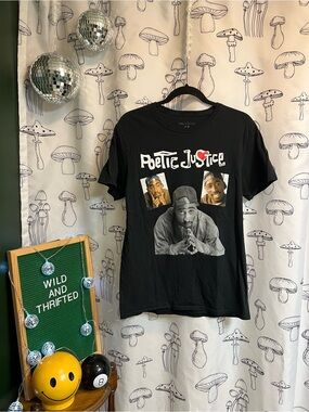Tupac Poetic Justice Graphic T-Shirt Black Chemistry Size Medium